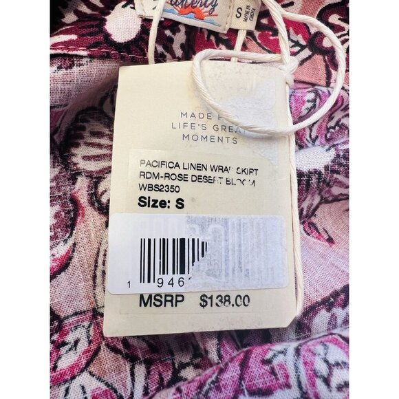 Faherty Women’s Pacifica Linen Blend Wrap Skirt Size Small Floral Rose Dessert - Picture 9 of 11